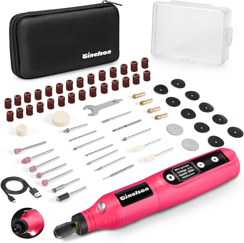 GINELSON Cordless Rotary Tool, 5 Variable Speed Mini Rotary Tool Kit with 70 Accessories, 3.7V Type-C Charging Power Rotary Tool for Engraving, Sanding, Polishing, Carving, Cutting, DIY Crafts - Image 1